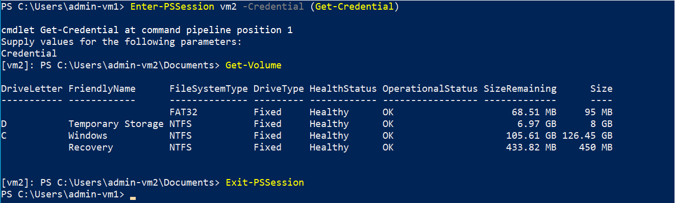 powershell get free disk space remote computer